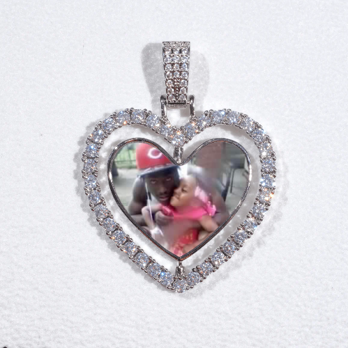 3D Spinning 2-Faced Heart Custom Picture Pendant