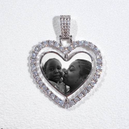 3D Spinning 2-Faced Heart Custom Picture Pendant