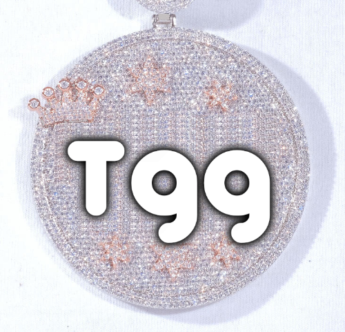 CUSTOM LETTER NECKLACE 3D BIG CROWN DISC