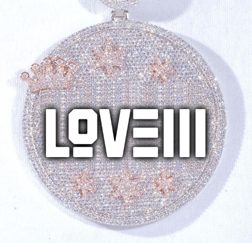 CUSTOM LETTER NECKLACE 3D BIG CROWN DISC