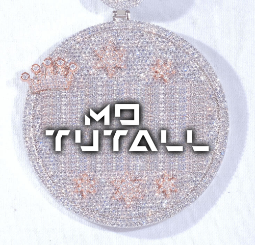 CUSTOM LETTER NECKLACE 3D BIG CROWN DISC