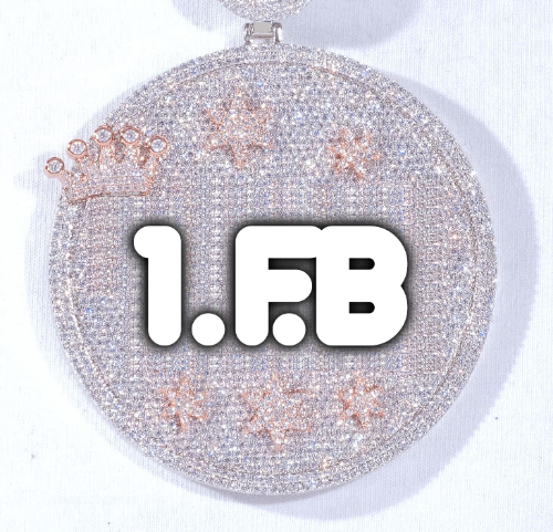 CUSTOM LETTER NECKLACE 3D BIG CROWN DISC