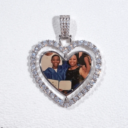 3D Spinning 2-Faced Heart Custom Picture Pendant