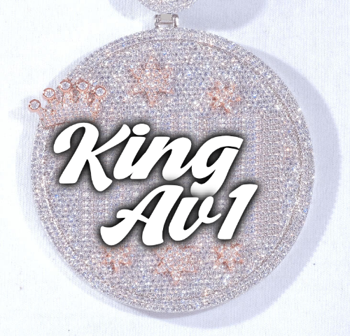 CUSTOM LETTER NECKLACE 3D BIG CROWN DISC