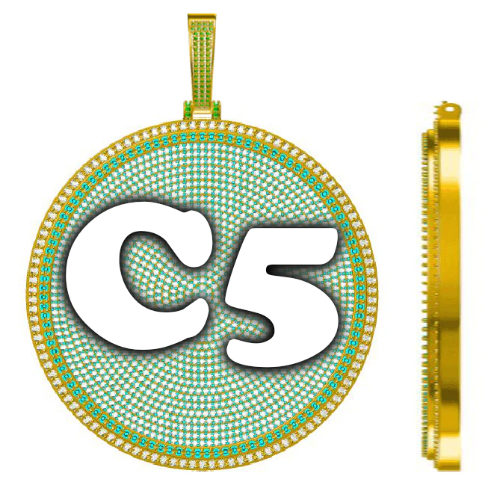 CUSTOM LETTER NECKLACE 3D BIG DISC