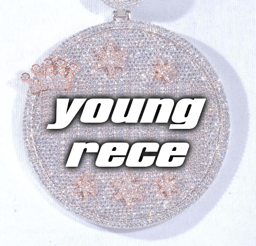 CUSTOM LETTER NECKLACE 3D BIG CROWN DISC