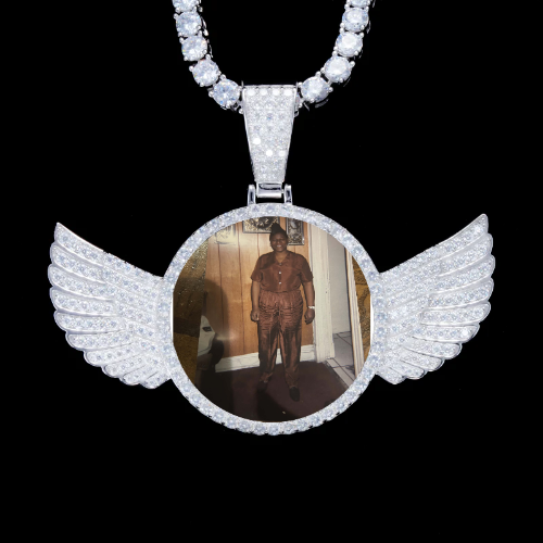 925S & VVS Moissanite 3D Wing Custom Picture Pendant