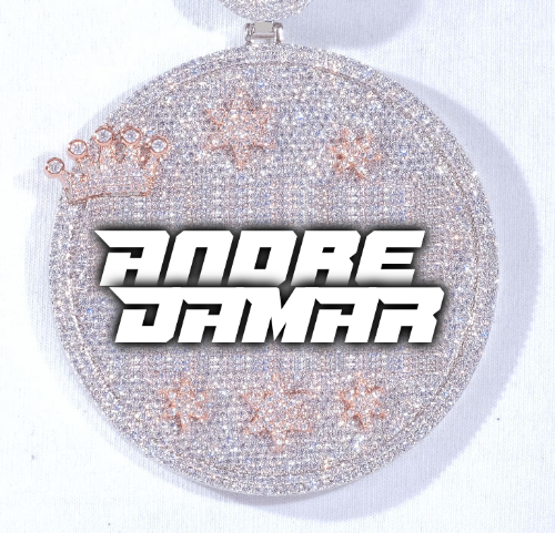 CUSTOM LETTER NECKLACE 3D BIG CROWN DISC