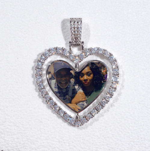 3D Spinning 2-Faced Heart Custom Picture Pendant