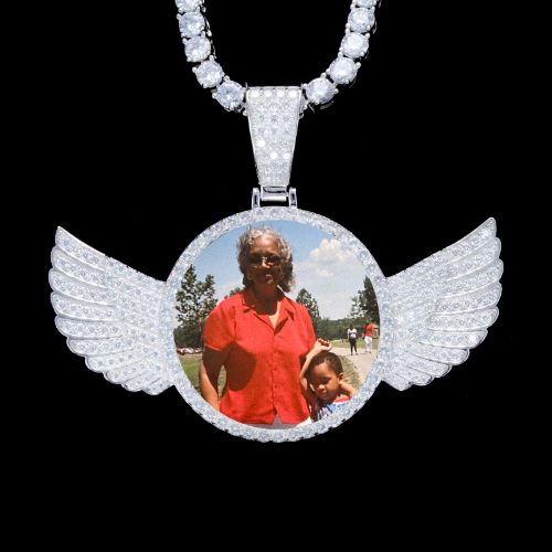 925S & VVS Moissanite 3D Wing Custom Picture Pendant