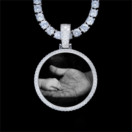 925S & VVS Moissanite 3D Circle Custom Picture Pendant