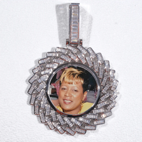 Large 3D Baguette Custom Picture Pendant