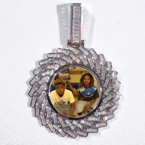 Large 3D Baguette Custom Picture Pendant