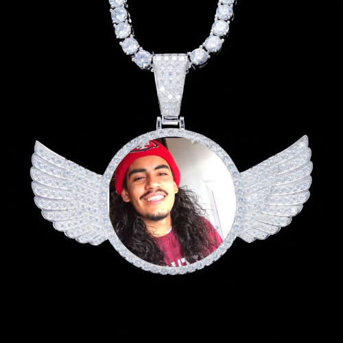 925S & VVS Moissanite 3D Wing Custom Picture Pendant
