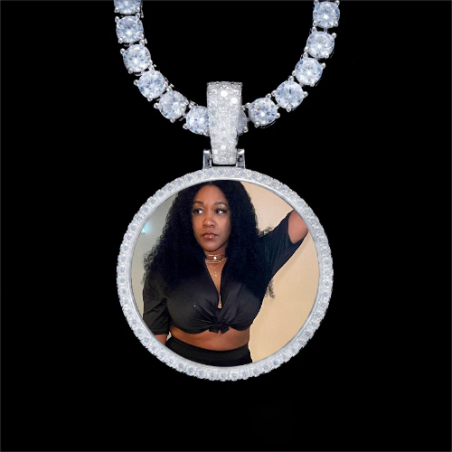 925S & VVS Moissanite 3D Circle Custom Picture Pendant