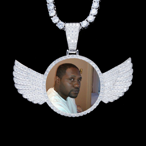 925S & VVS Moissanite 3D Wing Custom Picture Pendant