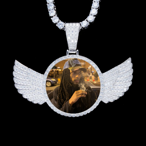 925S & VVS Moissanite 3D Wing Custom Picture Pendant