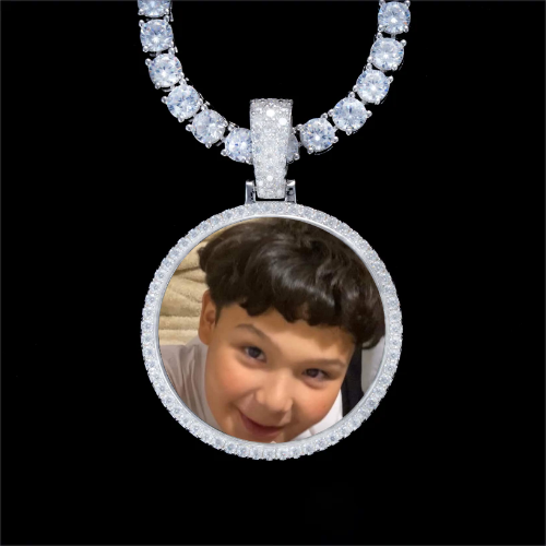 925S & VVS Moissanite 3D Circle Custom Picture Pendant