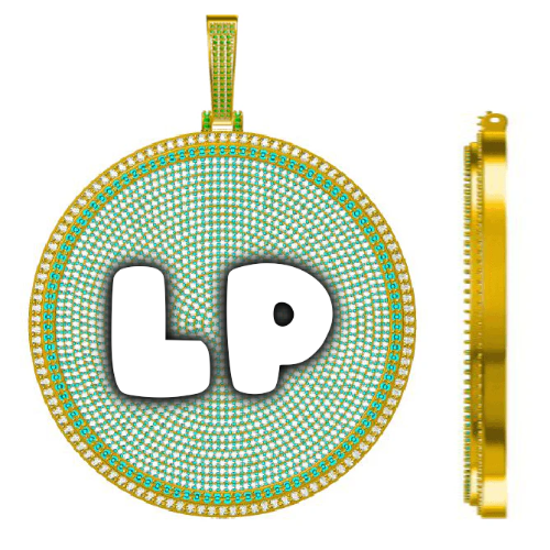 CUSTOM LETTER NECKLACE 3D BIG DISC
