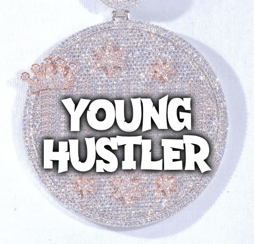 CUSTOM LETTER NECKLACE 3D BIG CROWN DISC