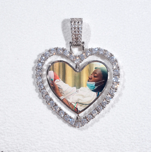 3D Spinning 2-Faced Heart Custom Picture Pendant