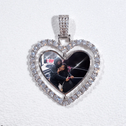 3D Spinning 2-Faced Heart Custom Picture Pendant