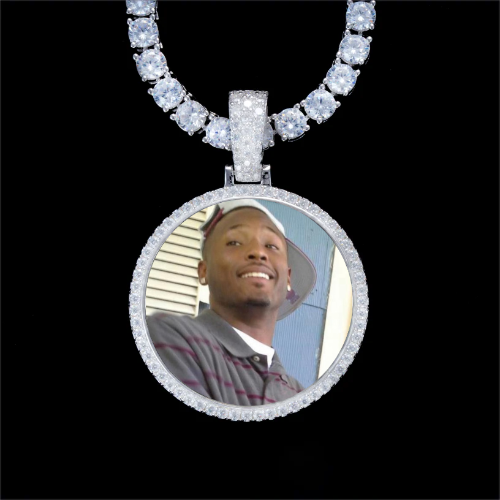 925S & VVS Moissanite 3D Circle Custom Picture Pendant