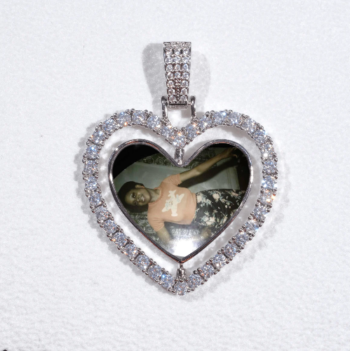 3D Spinning 2-Faced Heart Custom Picture Pendant