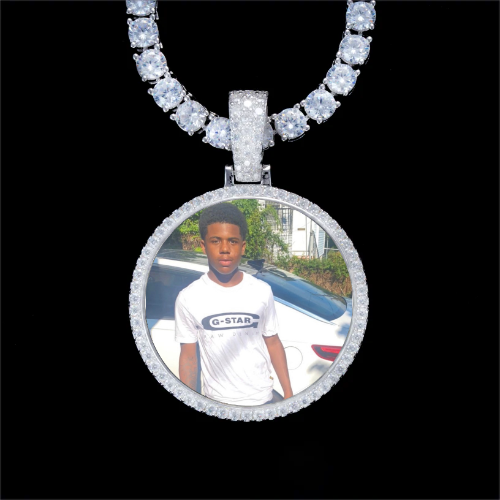 925S & VVS Moissanite 3D Circle Custom Picture Pendant