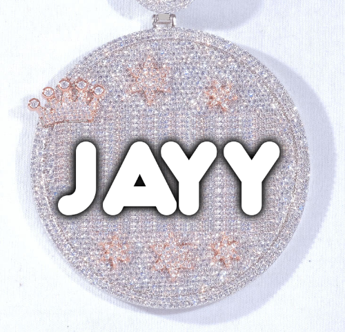 CUSTOM LETTER NECKLACE 3D BIG CROWN DISC