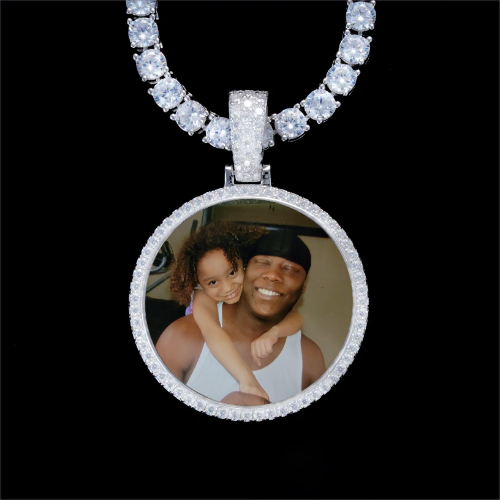 925S & VVS Moissanite 3D Circle Custom Picture Pendant