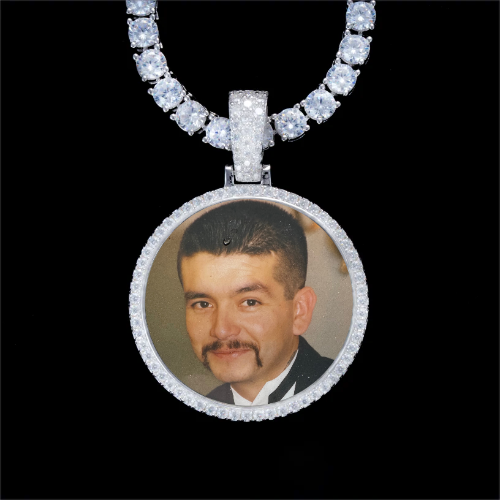 925S & VVS Moissanite 3D Circle Custom Picture Pendant