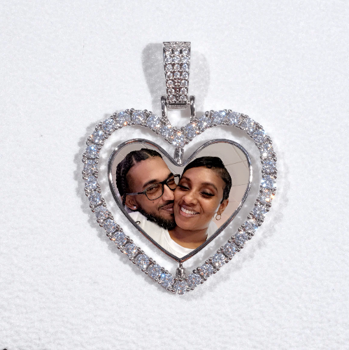 3D Spinning 2-Faced Heart Custom Picture Pendant