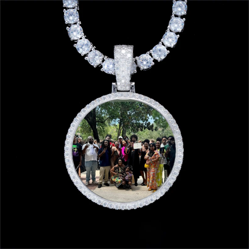925S & VVS Moissanite 3D Circle Custom Picture Pendant