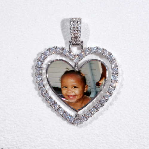 3D Spinning 2-Faced Heart Custom Picture Pendant