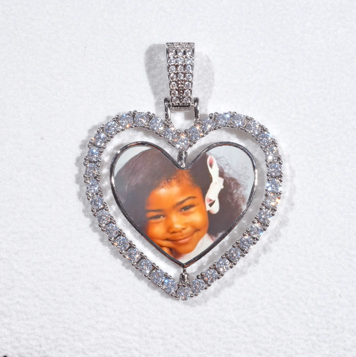 3D Spinning 2-Faced Heart Custom Picture Pendant