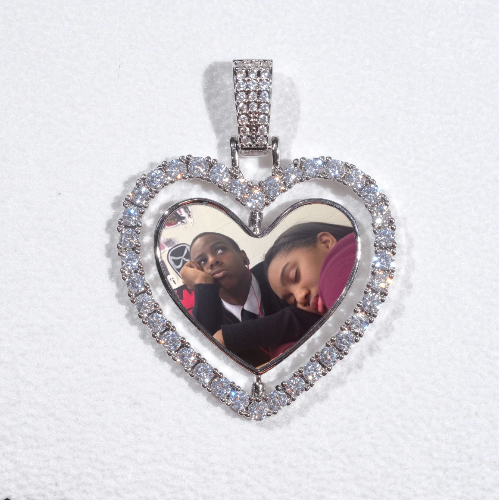 3D Spinning 2-Faced Heart Custom Picture Pendant