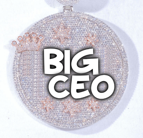 CUSTOM LETTER NECKLACE 3D BIG CROWN DISC