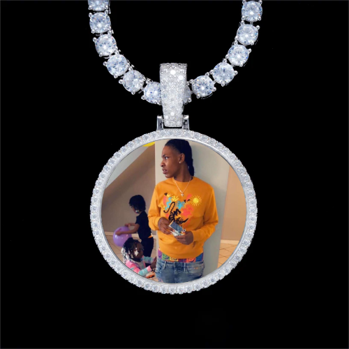 925S & VVS Moissanite 3D Circle Custom Picture Pendant