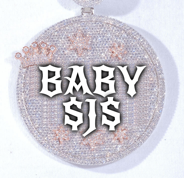 CUSTOM LETTER NECKLACE 3D BIG CROWN DISC