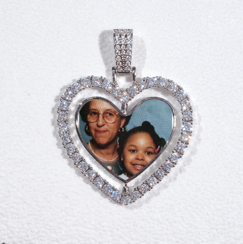 3D Spinning 2-Faced Heart Custom Picture Pendant
