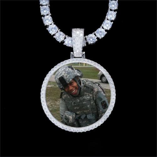 925S & VVS Moissanite 3D Circle Custom Picture Pendant