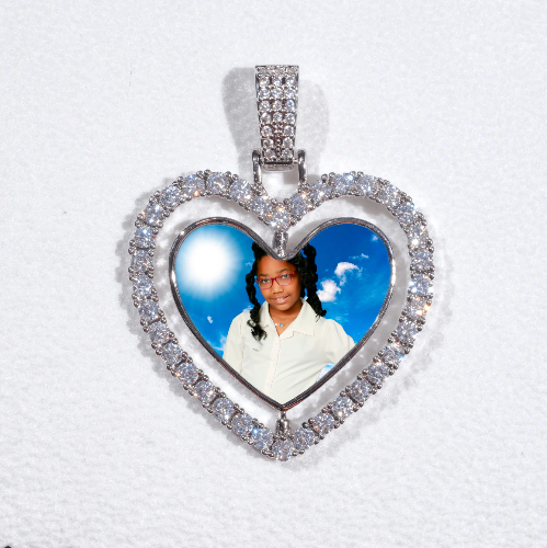 3D Spinning 2-Faced Heart Custom Picture Pendant