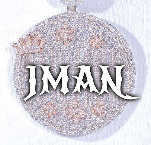 CUSTOM LETTER NECKLACE 3D BIG CROWN DISC