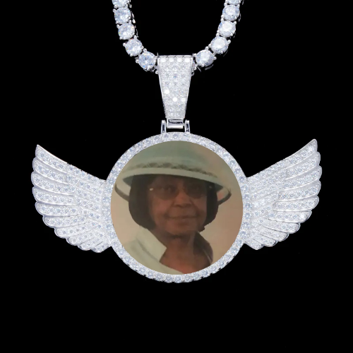 925S & VVS Moissanite 3D Wing Custom Picture Pendant