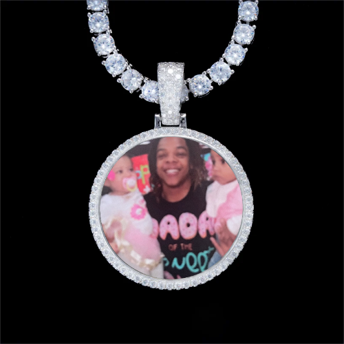 925S & VVS Moissanite 3D Circle Custom Picture Pendant