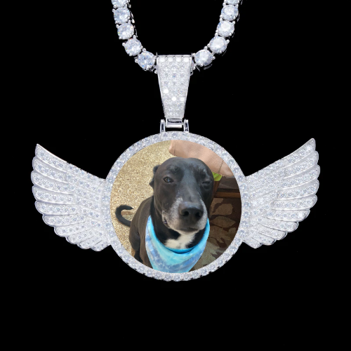 925S & VVS Moissanite 3D Wing Custom Picture Pendant