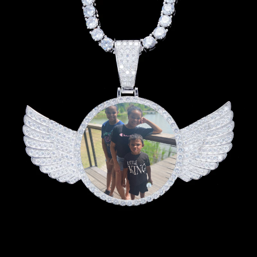925S & VVS Moissanite 3D Wing Custom Picture Pendant