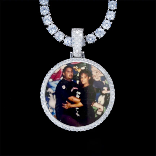 925S & VVS Moissanite 3D Circle Custom Picture Pendant