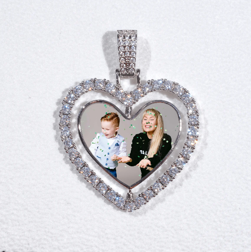 3D Spinning 2-Faced Heart Custom Picture Pendant
